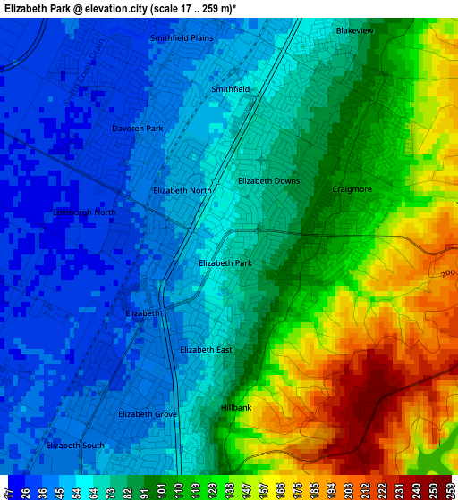 Elizabeth Park elevation map