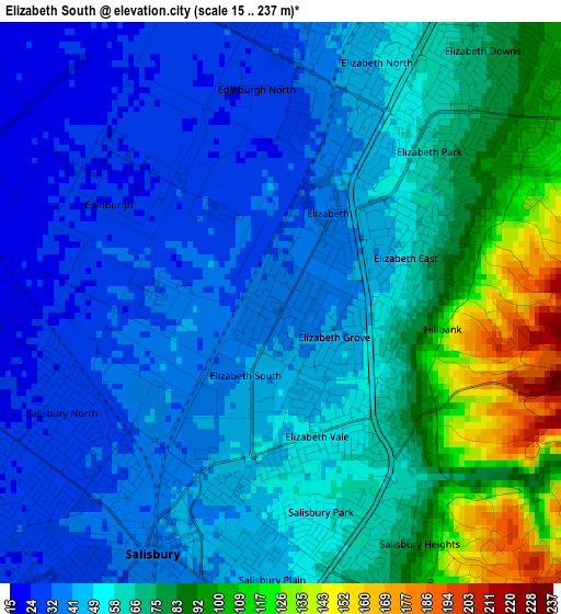 Elizabeth South elevation map