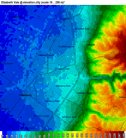 Elizabeth Vale elevation map