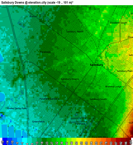 Salisbury Downs elevation map