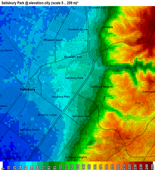 Salisbury Park elevation map