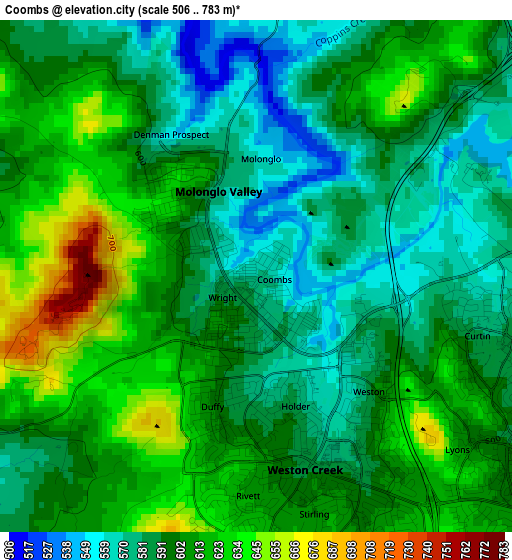 Coombs elevation map