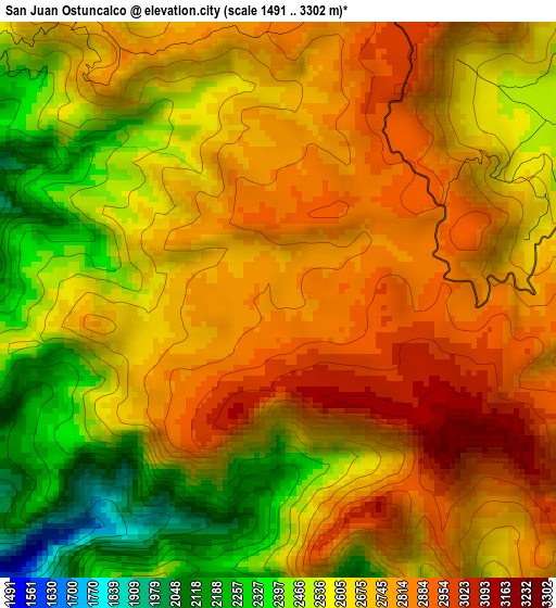 San Juan Ostuncalco elevation map