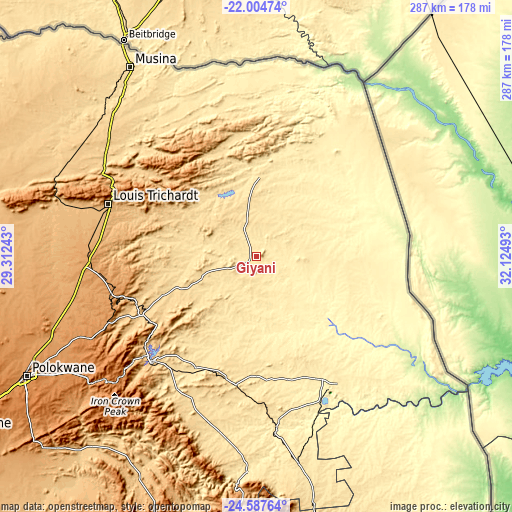 Topographic map of Giyani