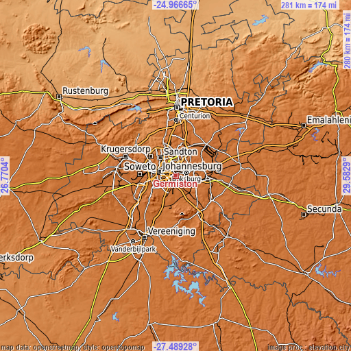 Topographic map of Germiston
