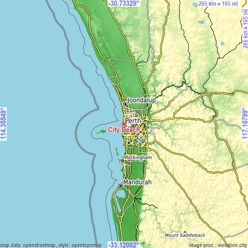 Topographic map of City Beach