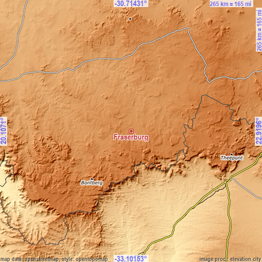 Topographic map of Fraserburg