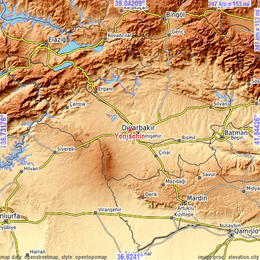 Topographic map of Yenişehir