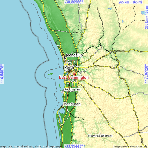 Topographic map of East Cannington