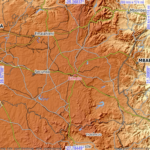 Topographic map of Ermelo