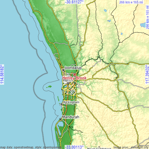 Topographic map of Henley Brook