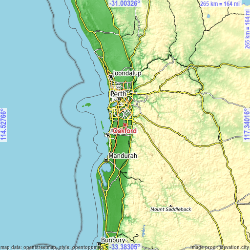 Topographic map of Oakford