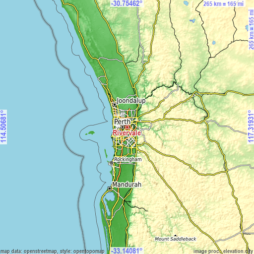 Topographic map of Rivervale