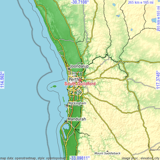 Topographic map of South Guildford