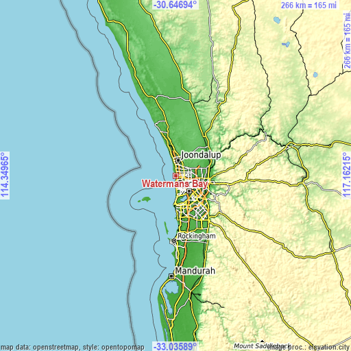 Topographic map of Watermans Bay