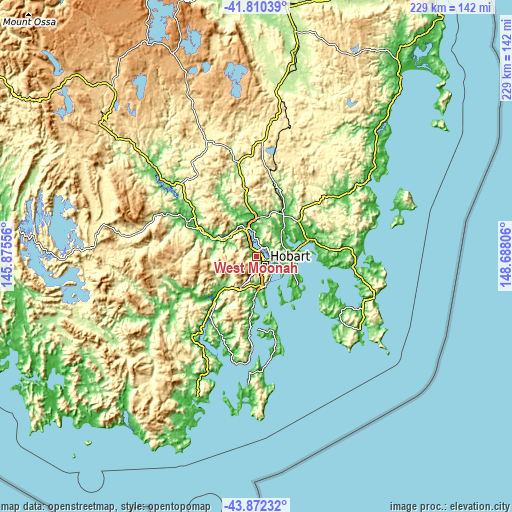 Topographic map of West Moonah
