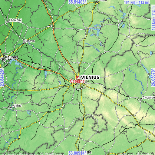 Topographic map of Šeškinė