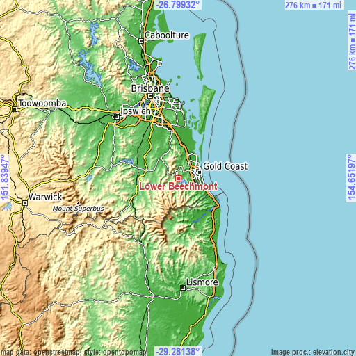 Topographic map of Lower Beechmont