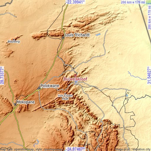 Topographic map of Duiwelskloof