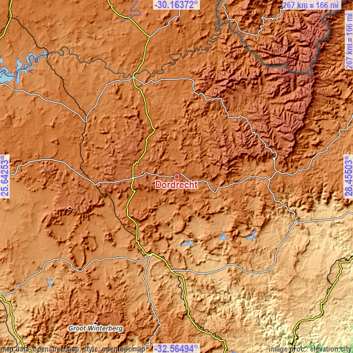 Topographic map of Dordrecht