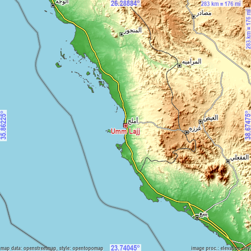 Topographic map of Umm Lajj