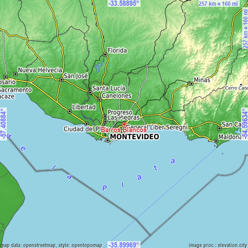 Topographic map of Barros Blancos