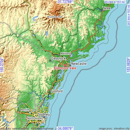 Topographic map of Elermore Vale