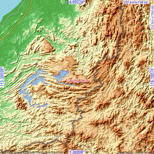 Topographic map of Lidung Jelo