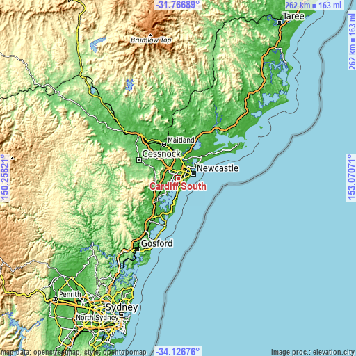 Topographic map of Cardiff South