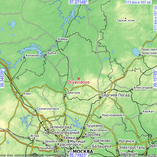 Topographic map of Ol'yavidovo