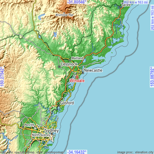 Topographic map of Windale