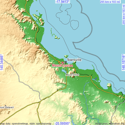 Topographic map of Mount Louisa
