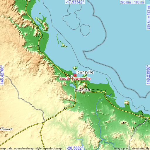 Topographic map of South Townsville