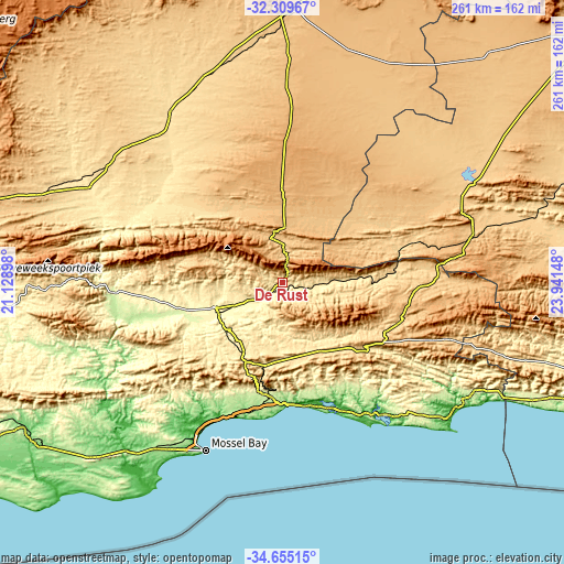 Topographic map of De Rust