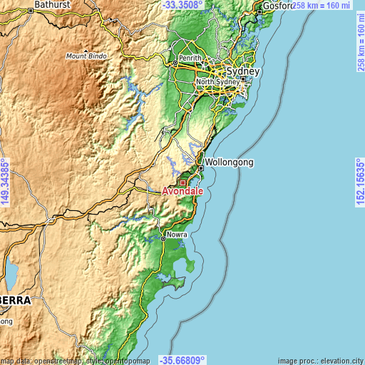 Topographic map of Avondale