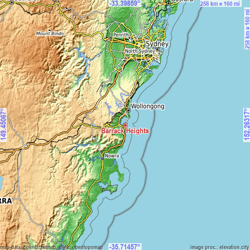 Topographic map of Barrack Heights