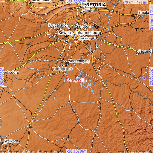 Topographic map of Deneysville