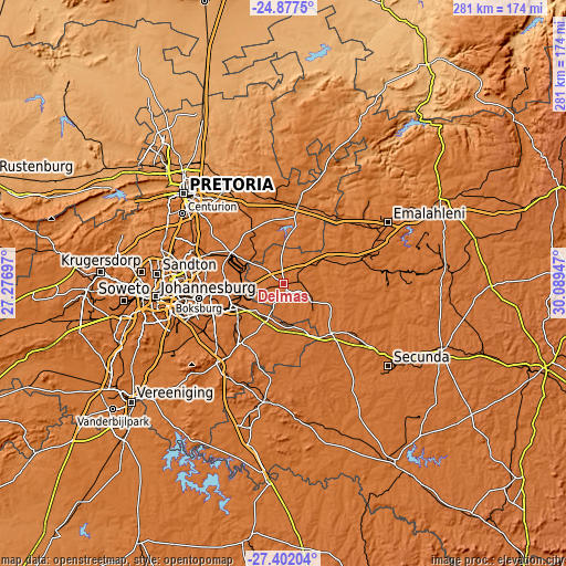 Topographic map of Delmas