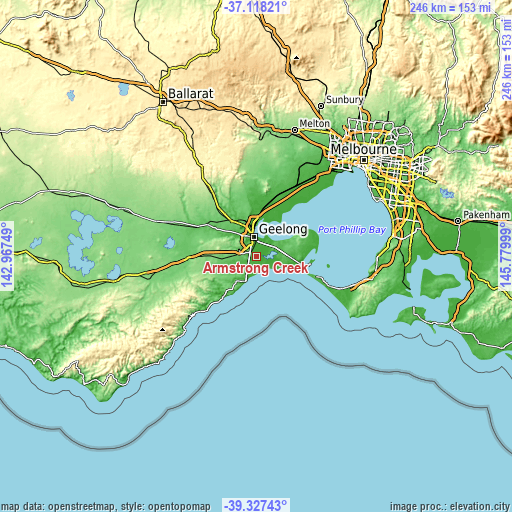 Topographic map of Armstrong Creek