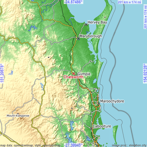 Topographic map of Chatsworth