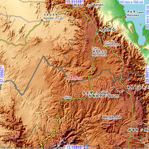 Topographic map of Mai-Mne