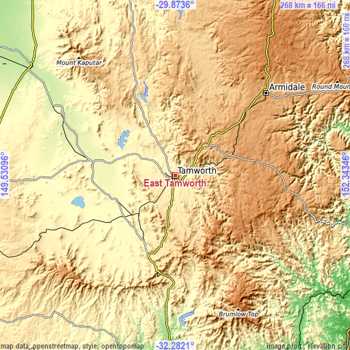 Topographic map of East Tamworth