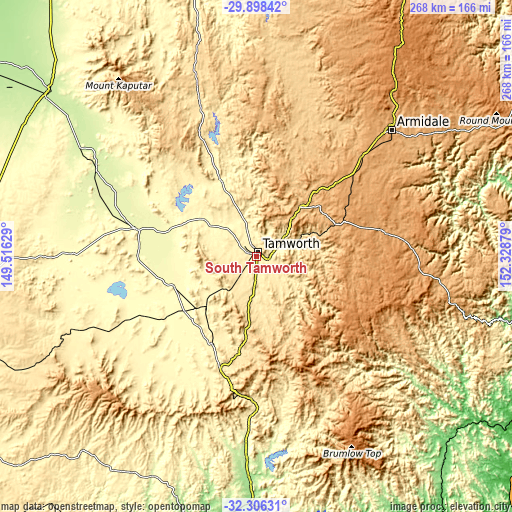 Topographic map of South Tamworth