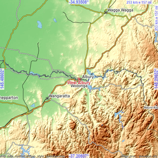 Topographic map of West Albury