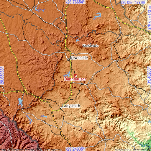 Topographic map of Dannhauser