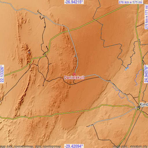 Topographic map of Daniëlskuil