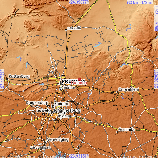 Topographic map of Cullinan