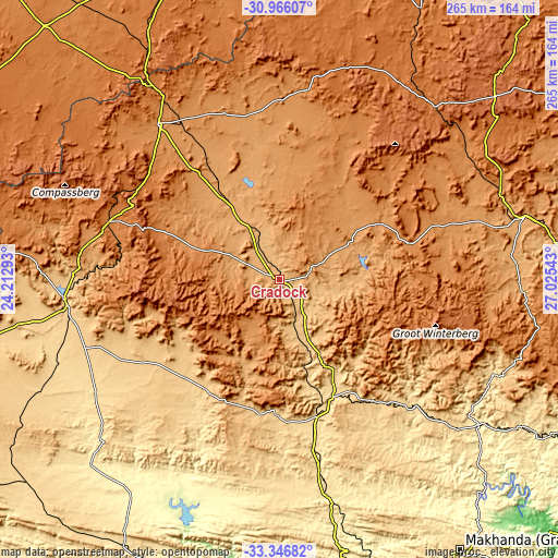 Topographic map of Cradock