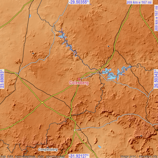 Topographic map of Colesberg