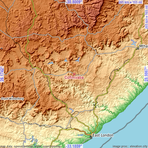 Topographic map of Cofimvaba
